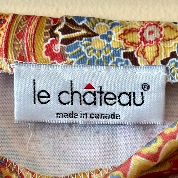 Le Chateau| Red/Mustard/Blue Paisley Lightweight Pull-On Midi Pencil Skirt Sz S - Picture 4 of 5